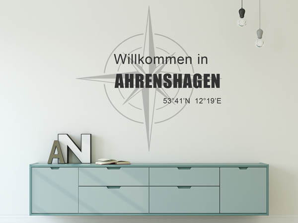 Wandtattoo Willkommen in Ahrenshagen mit den Koordinaten 53°41'N 12°19'E