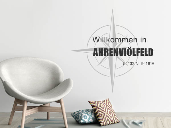 Wandtattoo Willkommen in Ahrenviölfeld mit den Koordinaten 54°32'N 9°16'E