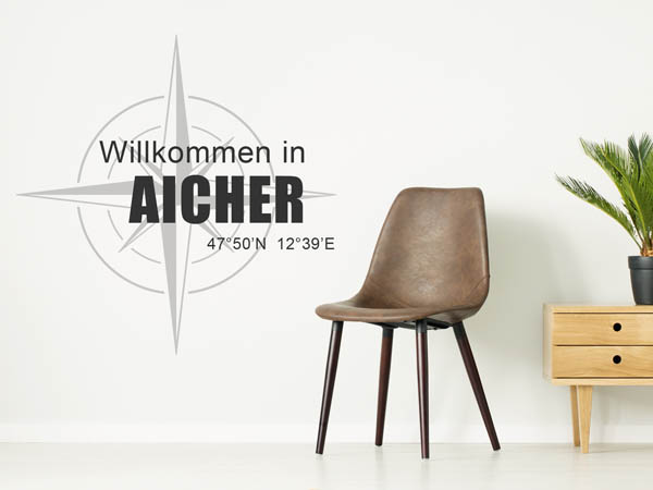 Wandtattoo Willkommen in Aicher mit den Koordinaten 47°50'N 12°39'E