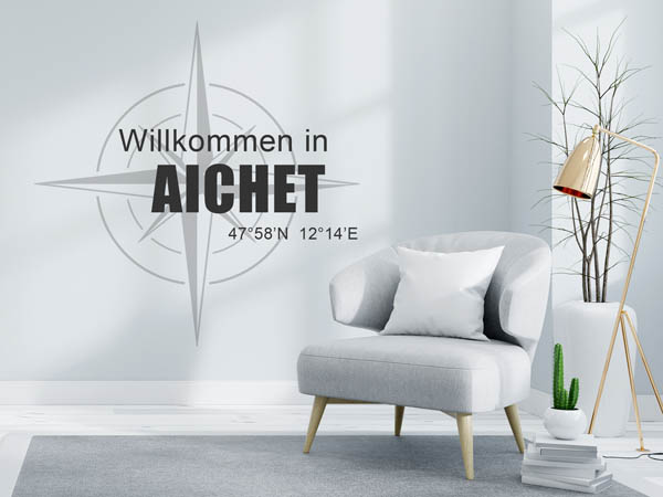 Wandtattoo Willkommen in Aichet mit den Koordinaten 47°58'N 12°14'E