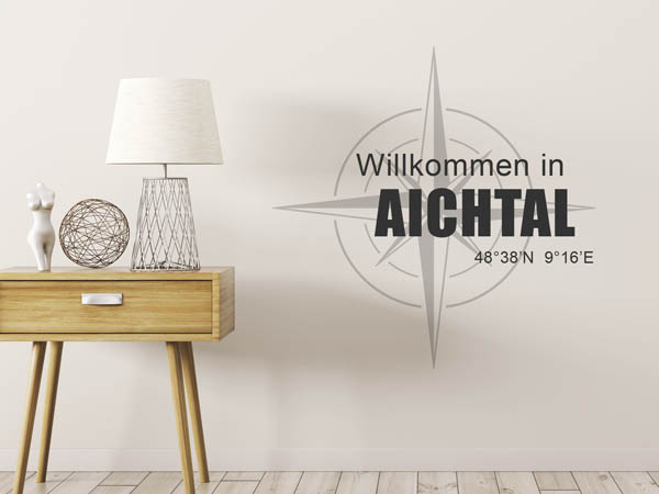 Wandtattoo Willkommen in Aichtal mit den Koordinaten 48°38'N 9°16'E