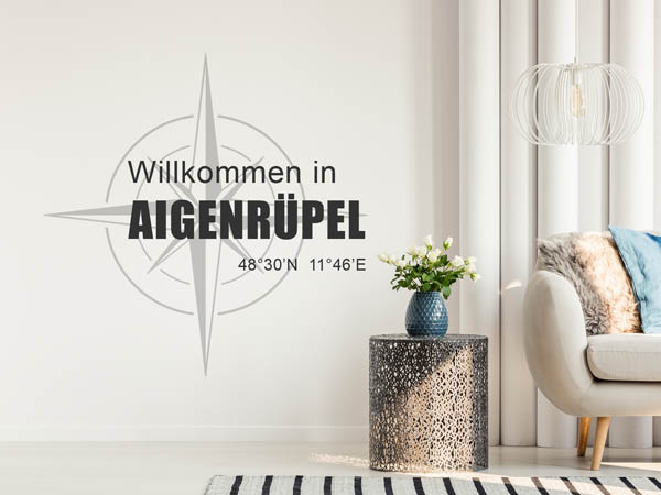 Wandtattoo Willkommen in Aigenrüpel mit den Koordinaten 48°30'N 11°46'E