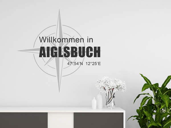 Wandtattoo Willkommen in Aiglsbuch mit den Koordinaten 47°54'N 12°25'E