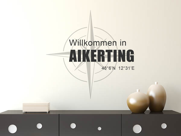 Wandtattoo Willkommen in Aikerting mit den Koordinaten 48°6'N 12°31'E