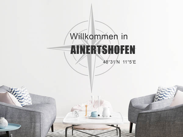 Wandtattoo Willkommen in Ainertshofen mit den Koordinaten 48°31'N 11°5'E