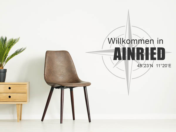 Wandtattoo Willkommen in Ainried mit den Koordinaten 48°23'N 11°20'E