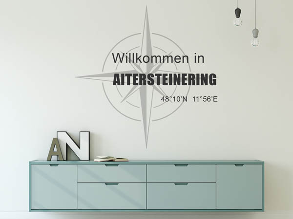 Wandtattoo Willkommen in Aitersteinering mit den Koordinaten 48°10'N 11°56'E