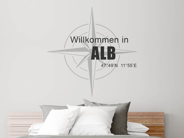 Wandtattoo Willkommen in Alb mit den Koordinaten 47°49'N 11°55'E