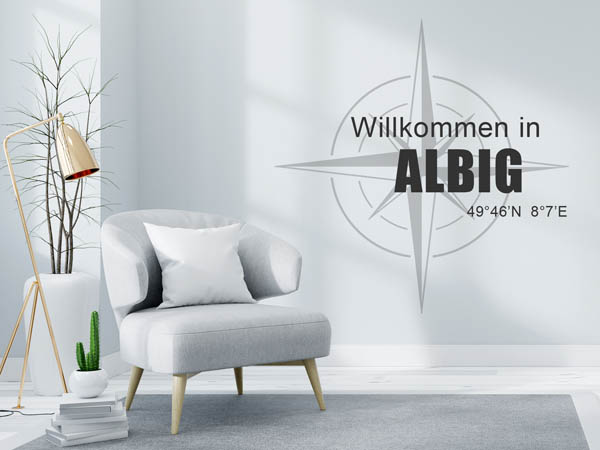 Wandtattoo Willkommen in Albig mit den Koordinaten 49°46'N 8°7'E