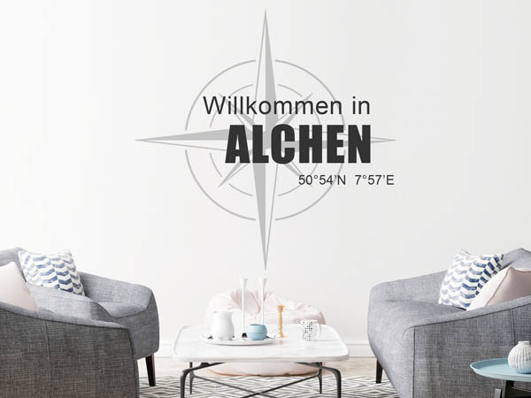 Wandtattoo Willkommen in Alchen mit den Koordinaten 50°54'N 7°57'E