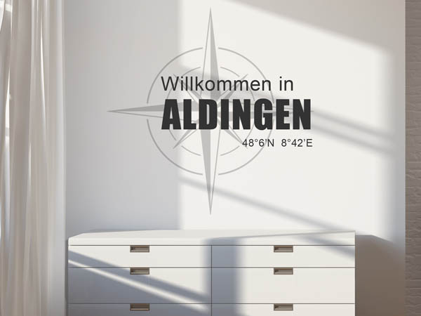 Wandtattoo Willkommen in Aldingen mit den Koordinaten 48°6'N 8°42'E