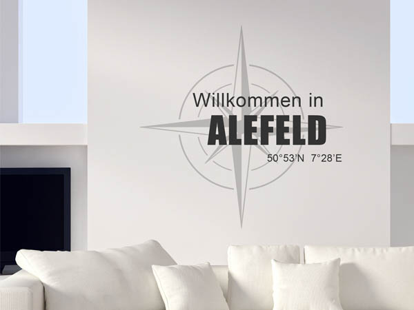 Wandtattoo Willkommen in Alefeld mit den Koordinaten 50°53'N 7°28'E