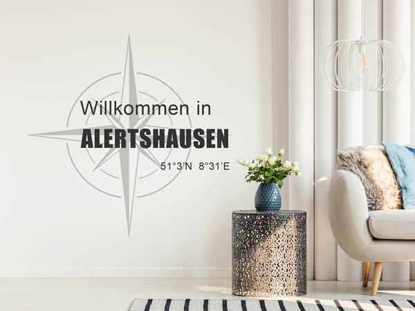 Wandtattoo Willkommen in Alertshausen mit den Koordinaten 51°3'N 8°31'E
