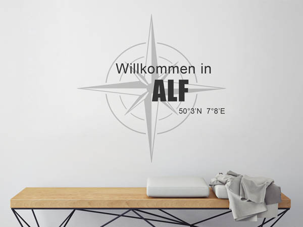 Wandtattoo Willkommen in Alf mit den Koordinaten 50°3'N 7°8'E