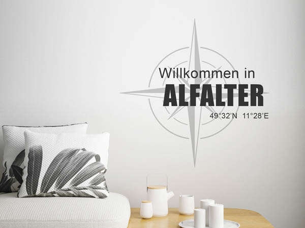 Wandtattoo Willkommen in Alfalter mit den Koordinaten 49°32'N 11°28'E