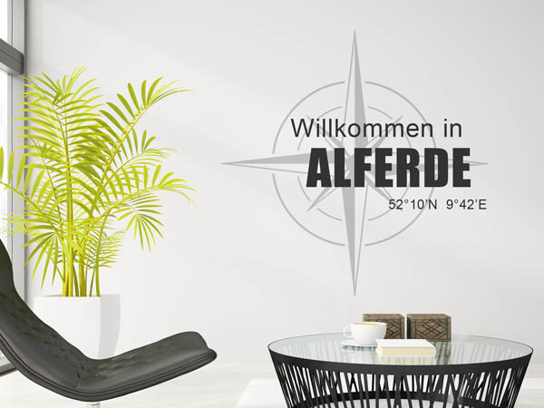 Wandtattoo Willkommen in Alferde mit den Koordinaten 52°10'N 9°42'E