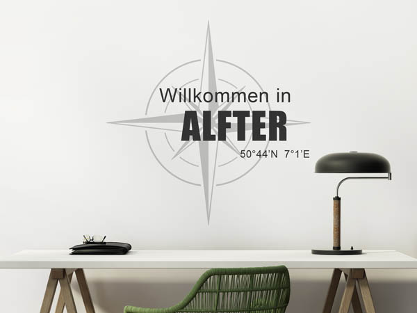 Wandtattoo Willkommen in Alfter mit den Koordinaten 50°44'N 7°1'E