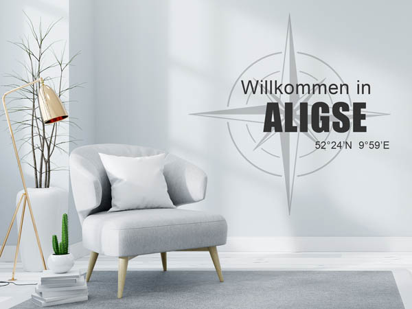 Wandtattoo Willkommen in Aligse mit den Koordinaten 52°24'N 9°59'E