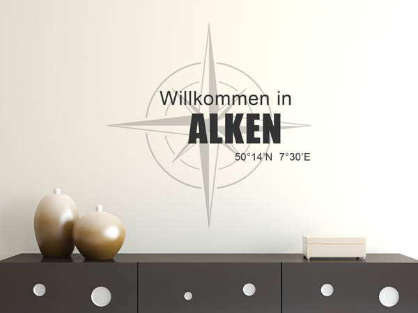 Wandtattoo Willkommen in Alken mit den Koordinaten 50°14'N 7°30'E