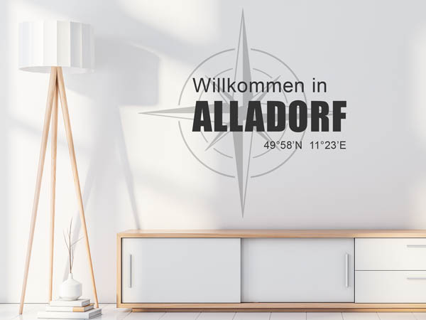 Wandtattoo Willkommen in Alladorf mit den Koordinaten 49°58'N 11°23'E