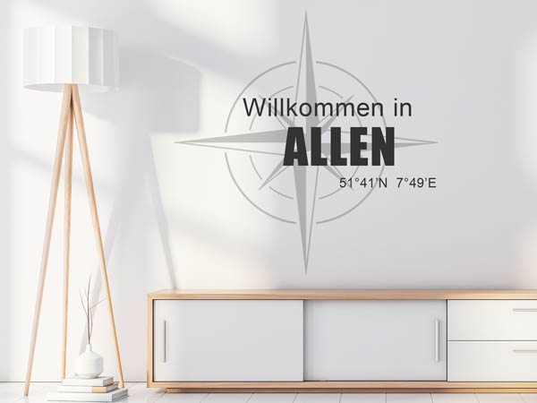 Wandtattoo Willkommen in Allen mit den Koordinaten 51°41'N 7°49'E