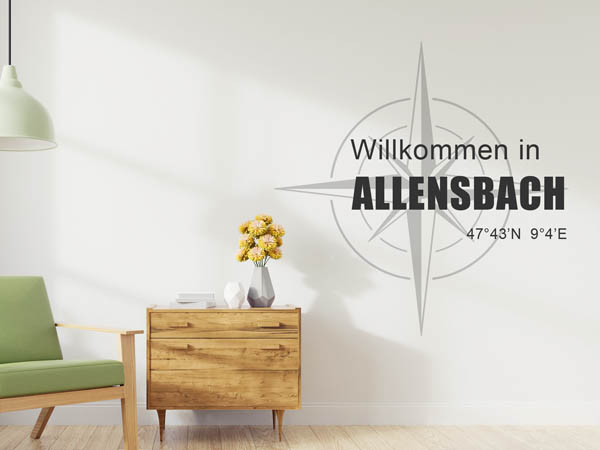 Wandtattoo Willkommen in Allensbach mit den Koordinaten 47°43'N 9°4'E