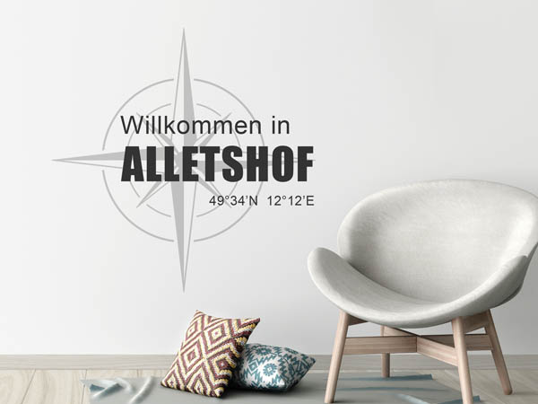 Wandtattoo Willkommen in Alletshof mit den Koordinaten 49°34'N 12°12'E