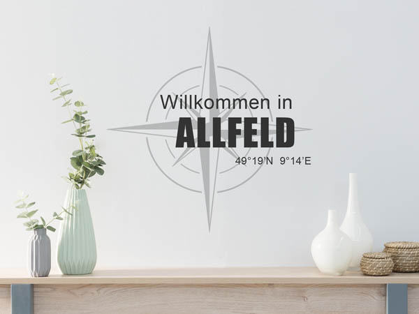 Wandtattoo Willkommen in Allfeld mit den Koordinaten 49°19'N 9°14'E