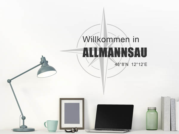 Wandtattoo Willkommen in Allmannsau mit den Koordinaten 48°8'N 12°12'E