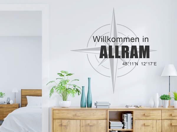 Wandtattoo Willkommen in Allram mit den Koordinaten 48°11'N 12°17'E