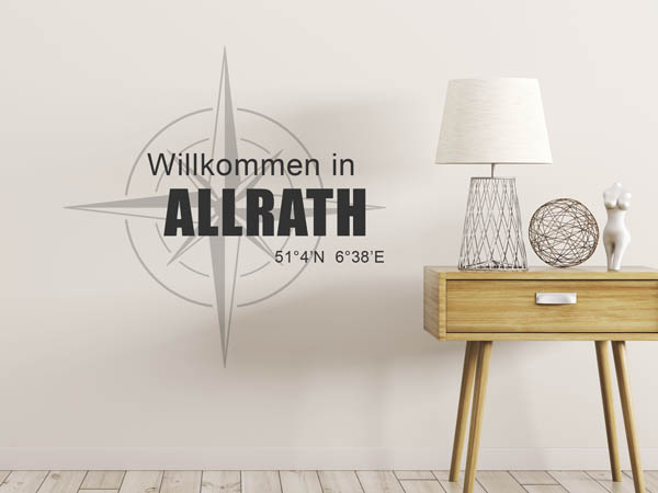 Wandtattoo Willkommen in Allrath mit den Koordinaten 51°4'N 6°38'E