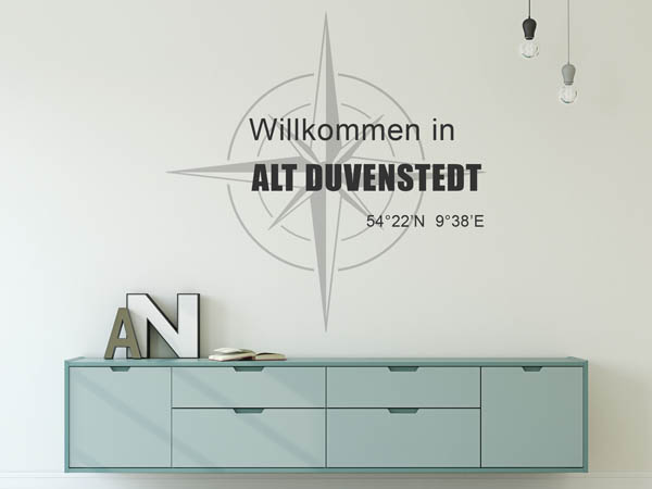 Wandtattoo Willkommen in Alt Duvenstedt mit den Koordinaten 54°22'N 9°38'E