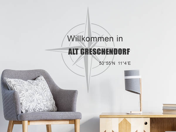 Wandtattoo Willkommen in Alt Greschendorf mit den Koordinaten 53°55'N 11°4'E