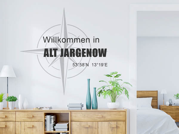 Wandtattoo Willkommen in Alt Jargenow mit den Koordinaten 53°58'N 13°19'E