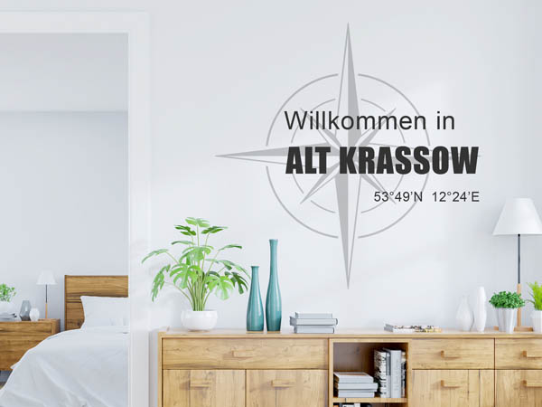 Wandtattoo Willkommen in Alt Krassow mit den Koordinaten 53°49'N 12°24'E