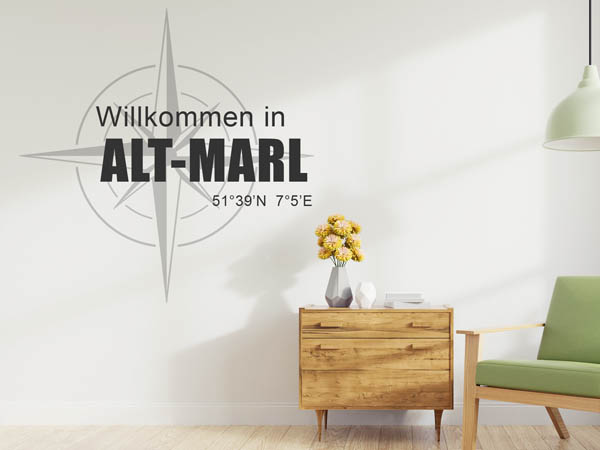 Wandtattoo Willkommen in Alt-Marl mit den Koordinaten 51°39'N 7°5'E