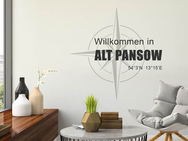 Wandtattoo Willkommen in Alt Pansow mit den Koordinaten 54°3'N 13°15'E