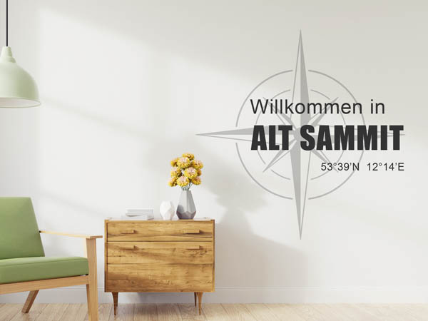 Wandtattoo Willkommen in Alt Sammit mit den Koordinaten 53°39'N 12°14'E