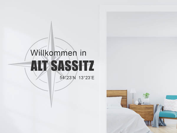 Wandtattoo Willkommen in Alt Sassitz mit den Koordinaten 54°23'N 13°23'E