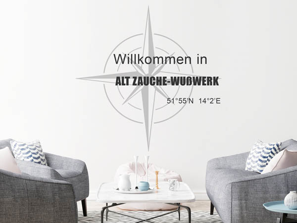 Wandtattoo Willkommen in Alt Zauche-Wußwerk mit den Koordinaten 51°55'N 14°2'E