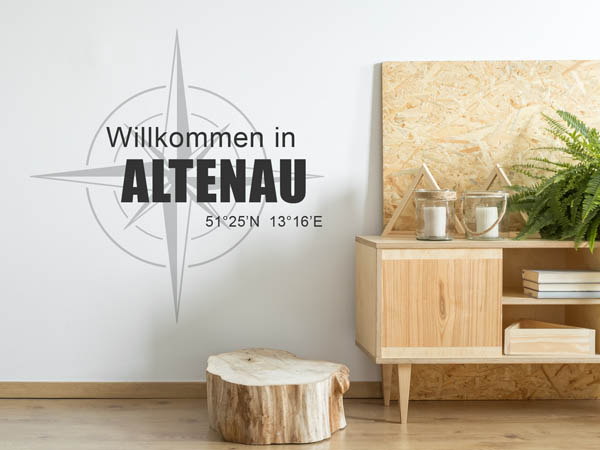 Wandtattoo Willkommen in Altenau mit den Koordinaten 51°25'N 13°16'E