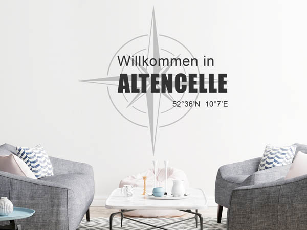 Wandtattoo Willkommen in Altencelle mit den Koordinaten 52°36'N 10°7'E