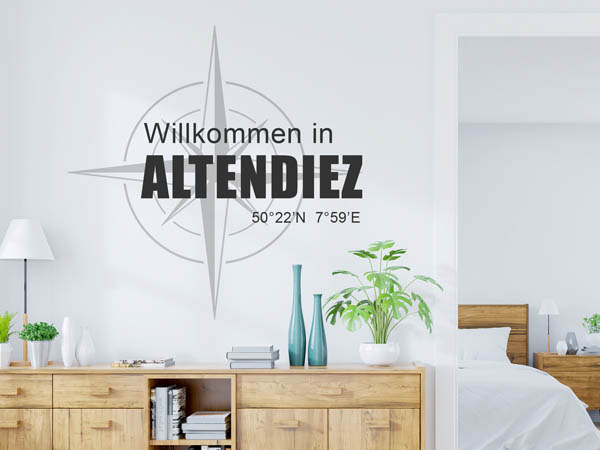 Wandtattoo Willkommen in Altendiez mit den Koordinaten 50°22'N 7°59'E