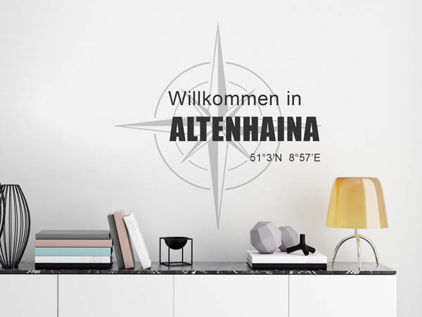 Wandtattoo Willkommen in Altenhaina mit den Koordinaten 51°3'N 8°57'E