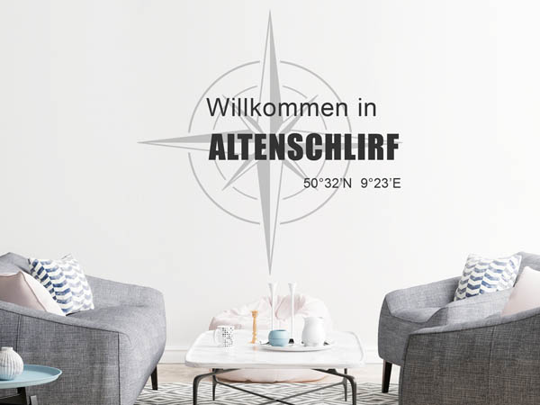 Wandtattoo Willkommen in Altenschlirf mit den Koordinaten 50°32'N 9°23'E