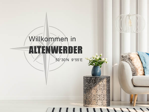 Wandtattoo Willkommen in Altenwerder mit den Koordinaten 53°30'N 9°55'E