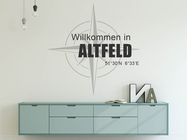 Wandtattoo Willkommen in Altfeld mit den Koordinaten 51°30'N 6°33'E
