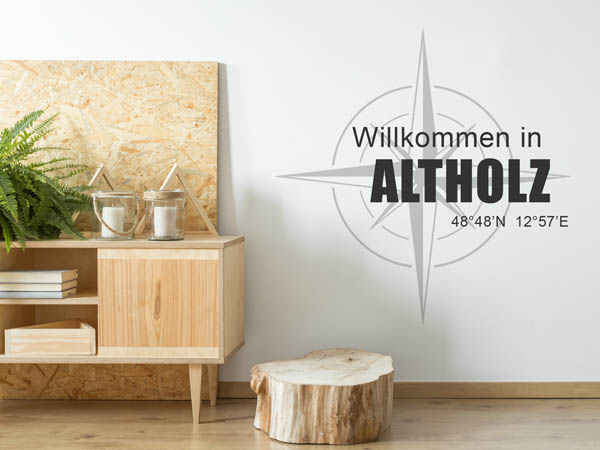 Wandtattoo Willkommen in Altholz mit den Koordinaten 48°48'N 12°57'E