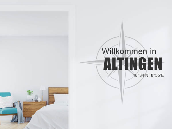 Wandtattoo Willkommen in Altingen mit den Koordinaten 48°34'N 8°55'E