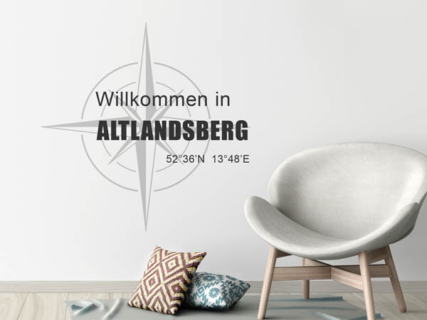 Wandtattoo Willkommen in Altlandsberg mit den Koordinaten 52°36'N 13°48'E